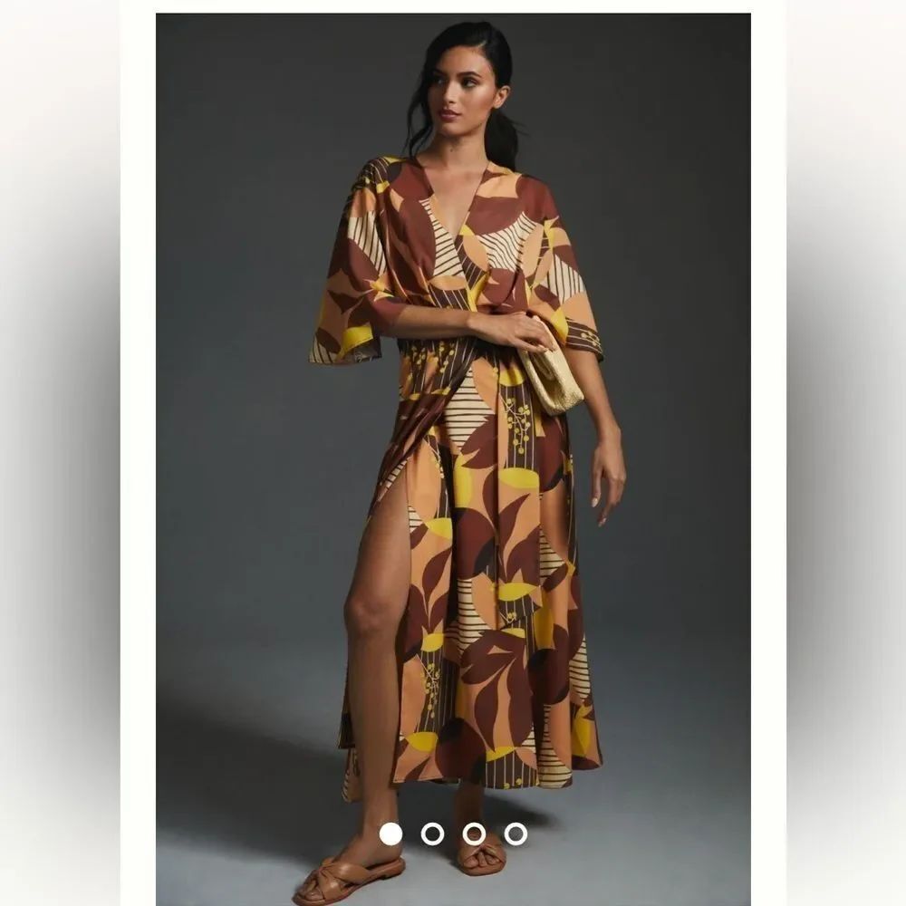 Hutch 3X by Anthropologie Hutch Deep-V Printed Dress